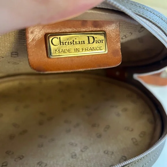 Christian Dior Vintage Canvas Leather Oval Cosmetic Bag - Picture 8 of 8